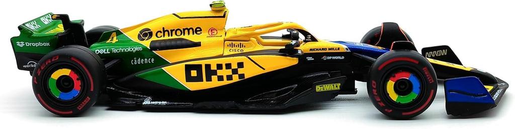 Bburago 2024 Модель F1 McLaren MCL38 Senna Memorial Color Lando Norris Race Sports Car Mini Car Diecast Car Complete Product Senna 1/43 #4 18-38214