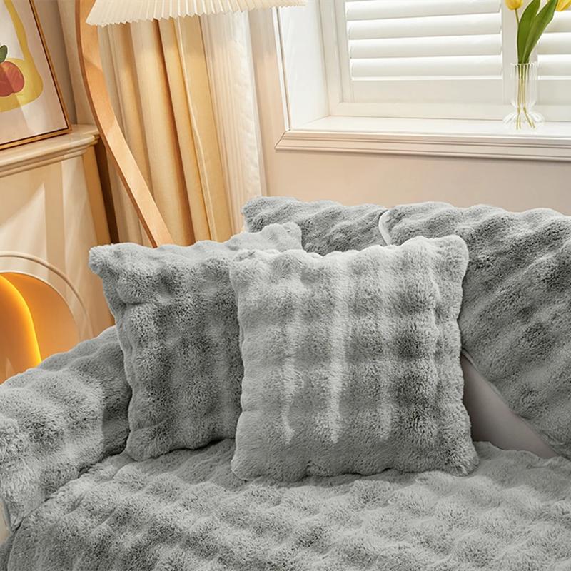 Плюшевый чехол для дивана для гостиной, теплое зимнее полотенце для дивана, универсальный нескользящий коврик для дивана, одеяло для дивана, подушка для дивана, утолщенная подушка с кроликом