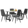 Table à manger - MUVOE - Rectangulaire - 4 places - Velours gris foncé - Pieds noirs