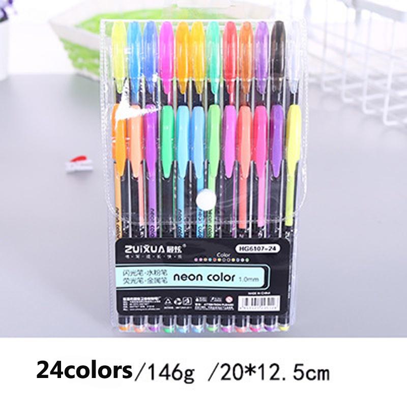 12/16/18/24/36/48x цветная гелевая ручка, блестящие чернильные ручки для скрапбукинга, ручки для взрослых, рисование, ремесло, искусство