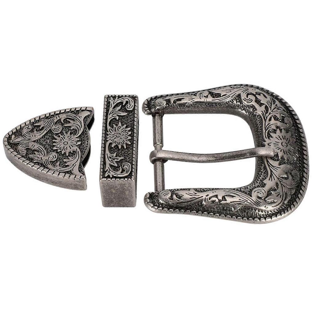 Vintage Style Handmade Carving Alloy Waist Belt Buckle Set for Collar Saddle Accessories40mm Inner Diamter