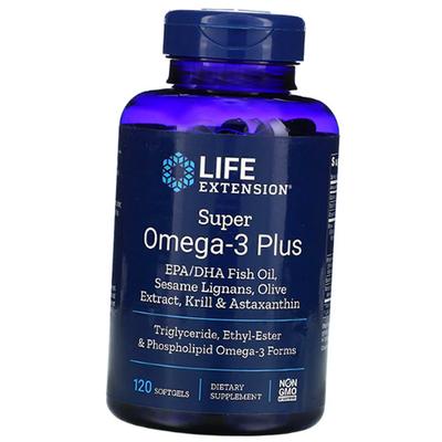 Высокоочищенный концентрат рыбьего жира, Super Omega-3 Plus, 120гелкапс (67346003)