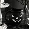 Cute Pumpkin Mug Stand Halloween Ice Cream Cup with Spoon, Keeps Hands Warm Dessert Funny Kitchen Organizer Cup, PLA Creative Sleeve for Home