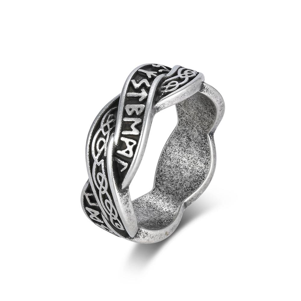 New Stainless Steel Viking Odin Runes Ring for Man Women Simple Punk Fashion Nordic Amulet Jewelry Gifts Accessories