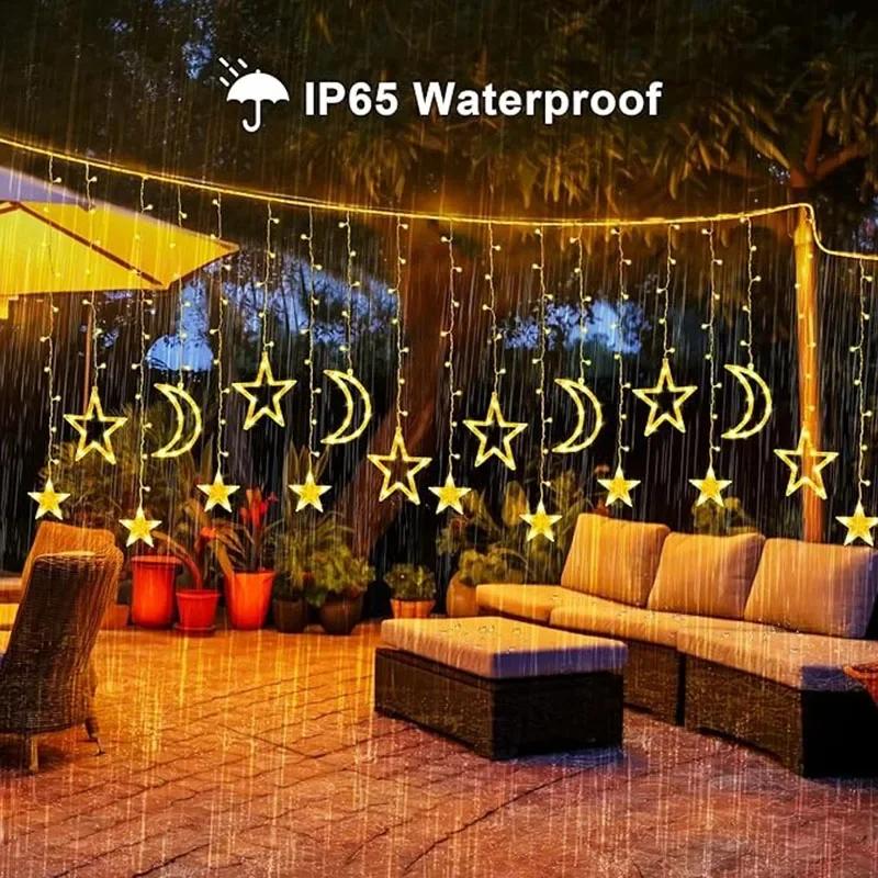 Powered Solar Star Moon String Light Remote Control Outdoor Garden Lamp Christmas Garland LED Fairy Light for Home Decoration