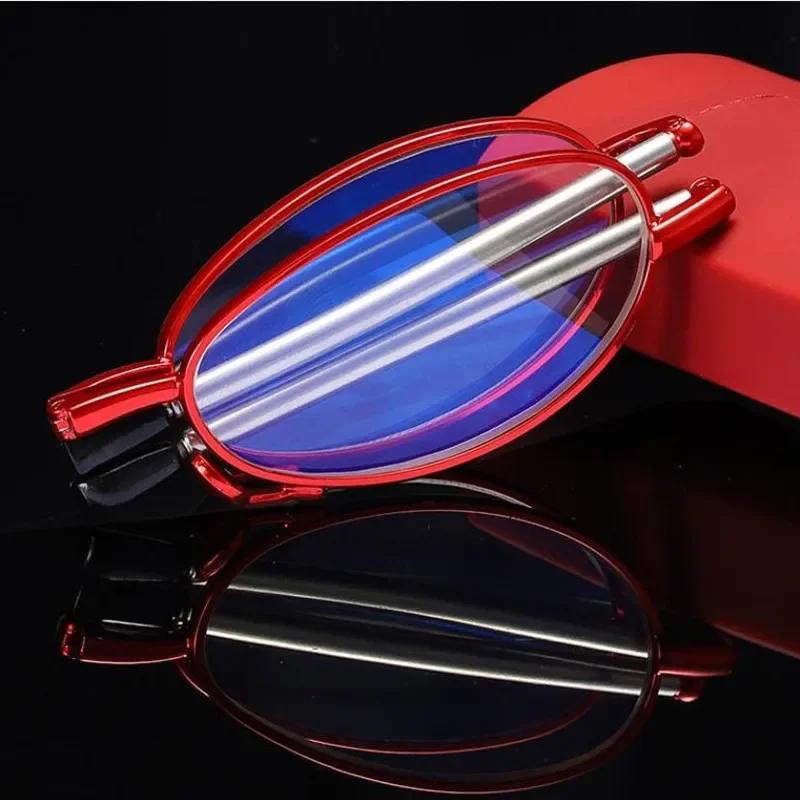 Складные очки для чтения с высокой четкостью, анти-синий свет, унисекс, портативные очки по рецепту с футляром, складные очки