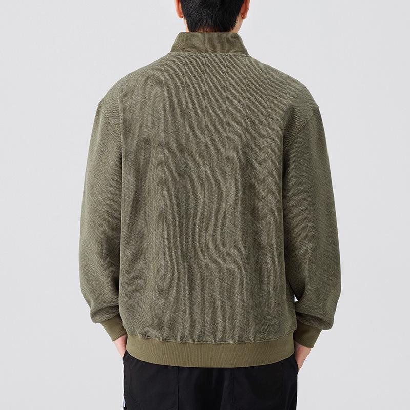 Мужская модная толстовка с полумолнией, тяжелая, Осень 2025 - Длинный рукав, Повседневный стиль