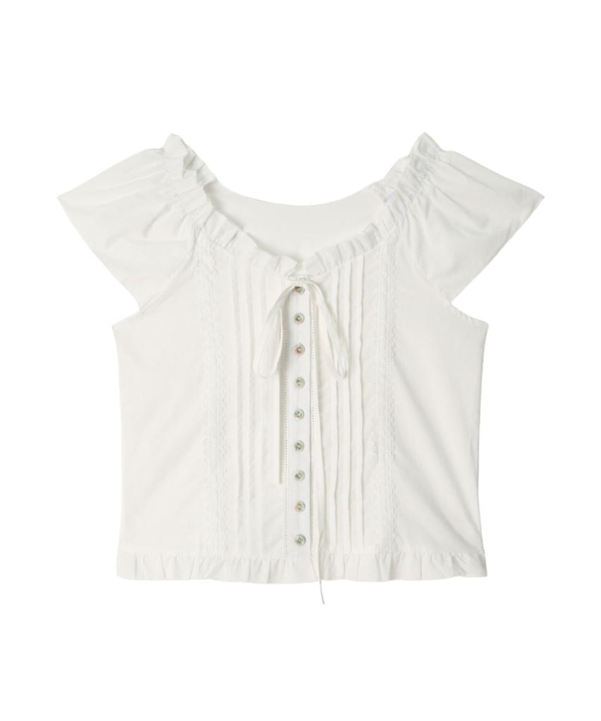 VIKINI VENDER Eridia Lace Frill Cap Sleeve Shirt