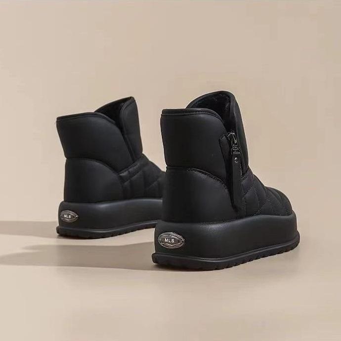 Зимние бархатные утолщенные теплые хлопковые туфли 2025 осень новая водонепроницаемая и нескользящая обувь короткие ботинки Северо-восток снег толстая подошва ботинки женские