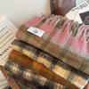New Women's Autumn and Winter Thickened and Warm Faux Cashmere Checkered Shawl Korean Style Versatile Tassel Scarf