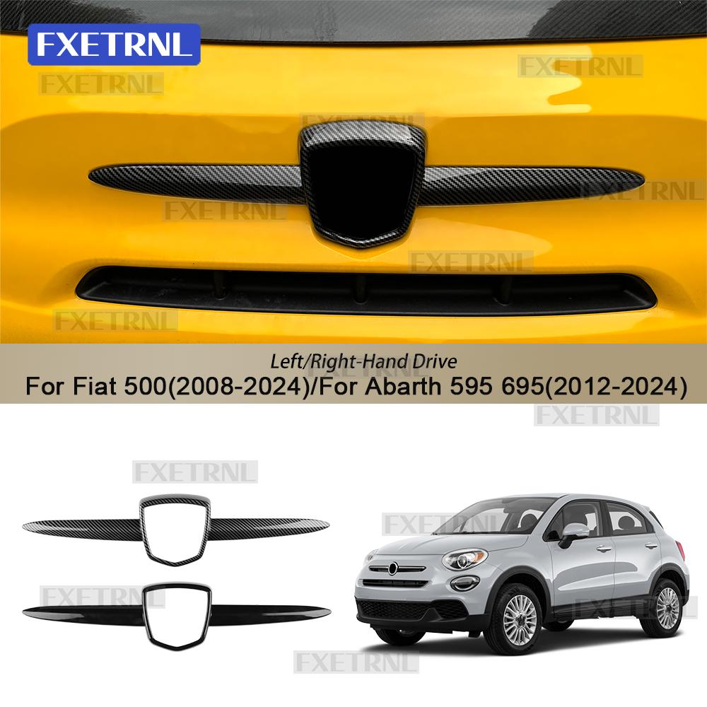 ABS Carbon Fiber Style Pattern for Abarth 595 695 2012 2013 2014 2015 2016 2017 2018-2024 Fiat 2008-2024 Car Badge Frame Cover
