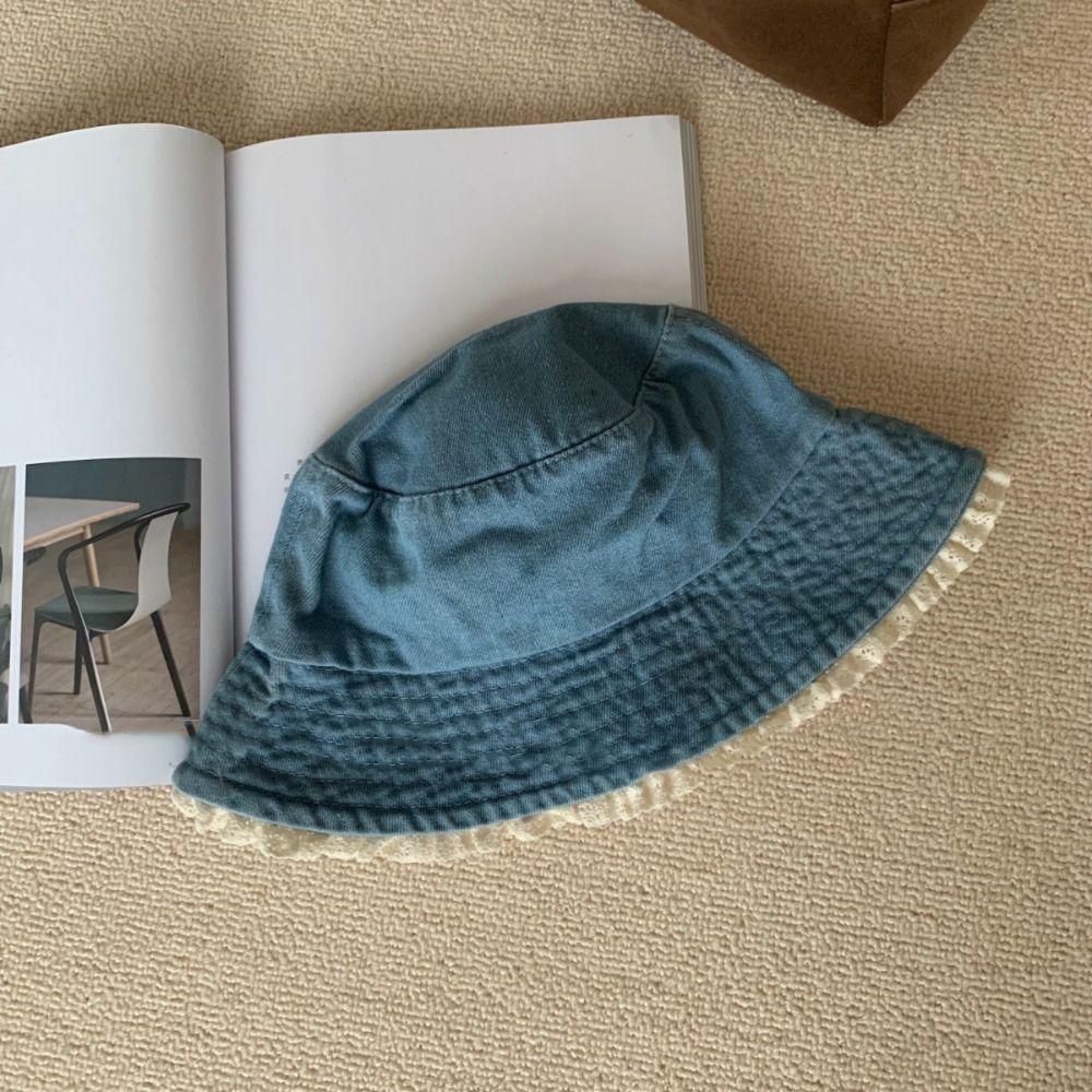 Солнцезащитная кружевная шляпа-панама с широкими полями, милая джинсовая шляпа-ведро для женщин