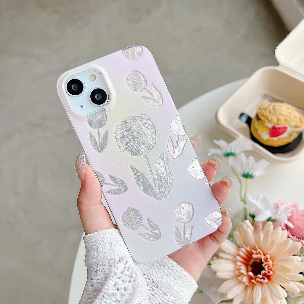 Силиконовый чехол Laser Flower Tulip для Xiaomi Redmi Note 12 11 Samsung A54 A24 A14 Oppo A78 A58 A38 Infinix Note 30 Funda Painted Cover Soft TPU Bumper