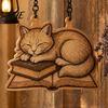 Unique Craft Gifts for Students Vintage Bookshelf Light with Cat Sleeping on Book Design, Retro Lantern Atmospheric Bedside Night Lamp Reading,