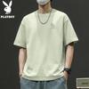 PLAYBOY Мужская летняя свободная дышащая футболка с круглым вырезом из чистого хлопка 2026