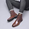Designer Fashion Casual Boots for Men Big Size Solid Color Lace Autumn Winter Ankle Boots Male Designer Leather Shoes Male2025