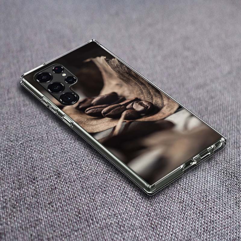 Newly Baked Coffee Beans Clear Phone Case for Samsung Galaxy S24 S23 S21 Plus S20 FE S22 S26 Ultra S25 Edge TPU Capa Cases Cover