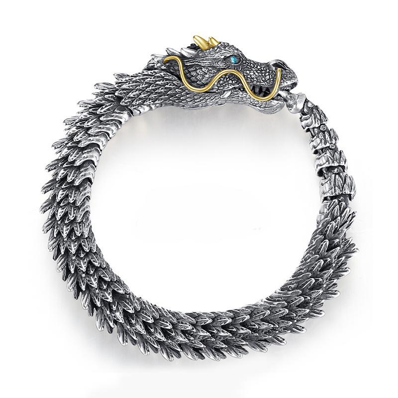 Yuexianglong Men's Retro Dragon Bone Bracelet - Cold Style High-End Trendy Bangle