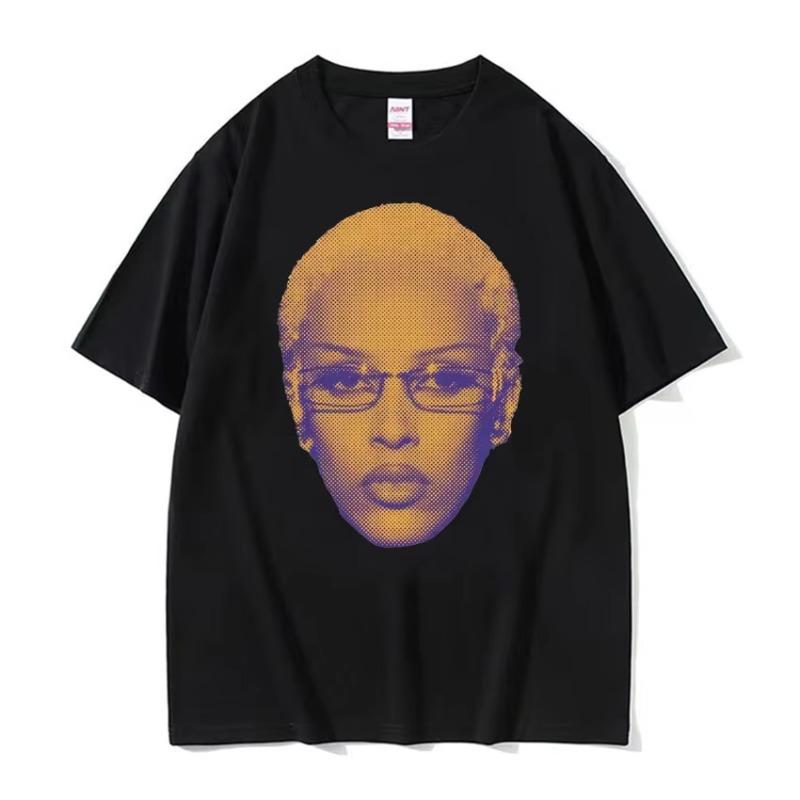 Retro Rapper Doja Cat Face Graphic Tee Shirt Men Women 90s Fashion Classic T Shirts Male Casual High Quality Cotton T-shirt Tops