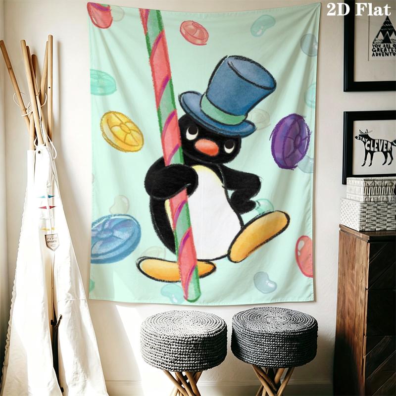 PINGU Wall Tapestry Aesthetic Wall Hanging Printed Fabric Blanket Decorative Tapestries for Bedroom Living Room Home Decor