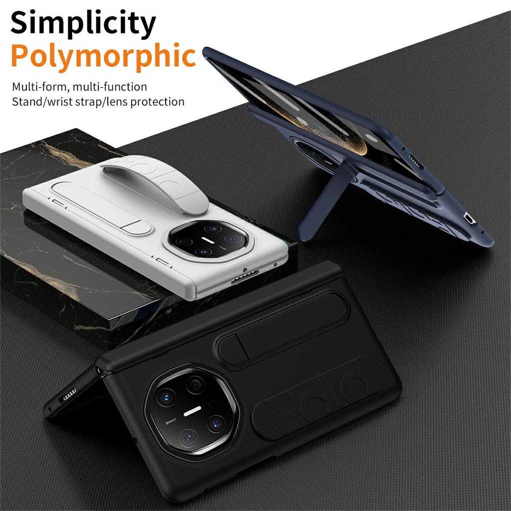 For Huawei Mate X6 Case Kickstand Wristband PC Phone Cover with Tempered Glass Film