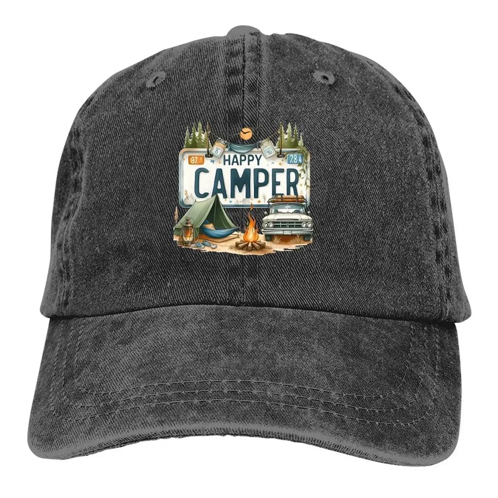 Happy Camper Baseball Cap Unisex Hats Women Visor Protection Snapback Camper Camping Caps