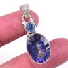 Натуральный мистический топаз, голубой топаз 925 пробы стерлинговое серебро кулон 1,25" c9k62