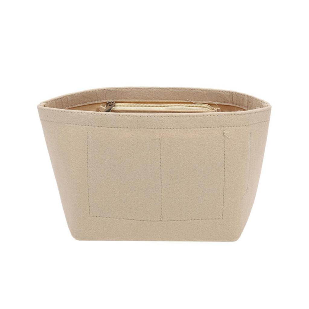Felt Purse Organizer with Compartments Cosmetic Bag Portable Bucket Handbag Removable Inner Liner Women Suitable for Travel