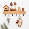 Wooden Key Hook Rack Wall Mounted Door Back Clothes Hook  For Kitchen Bathroom Bedroom
