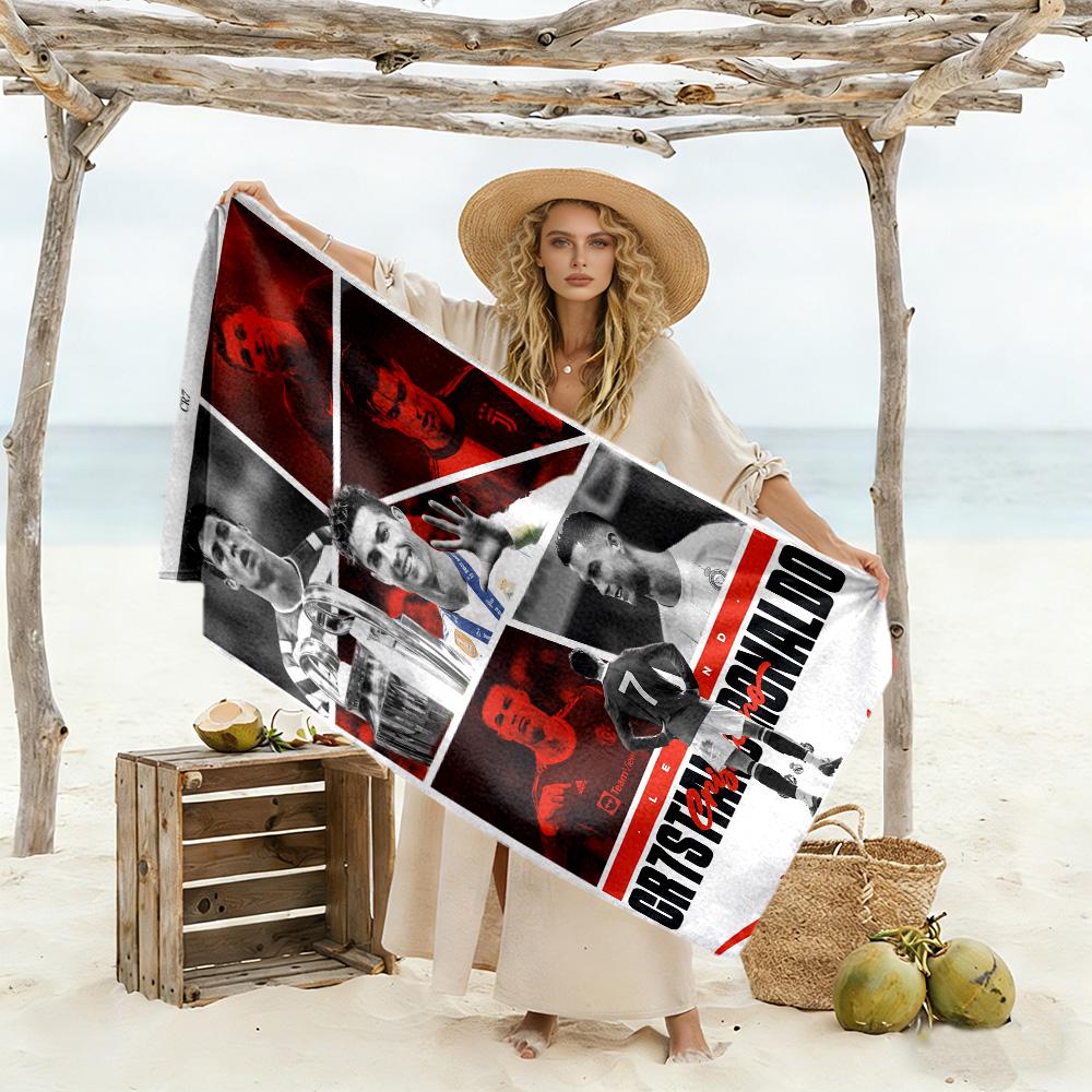 Ronaldo Cr7 Football Legend Beach Towel High Absorbency & Quick-Dry Comfortable Lightweight