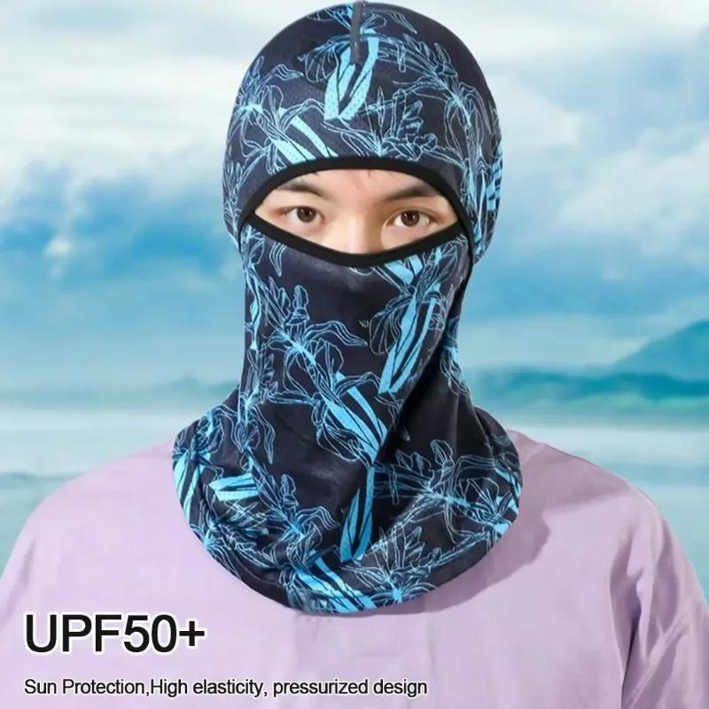 Printed Ice Silk Full Face Balaclava Summer Breathable Quick Dry UV Protection Neck Mask for Motorcycle Cycling Outdoor Sports