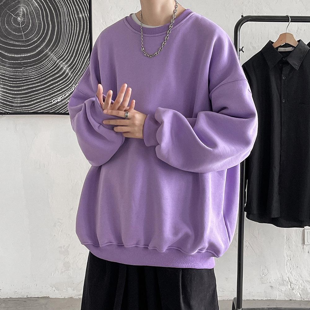 Мужская свободная толстовка с круглым вырезом в гонконгском стиле - тренд весны/осени, большой размер, цветной низ сверху