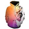 Musical Note 3d Printed Hoodie Men and Women Street Casual Cool Fashion Pullover