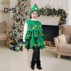 2 Pcs/Set Christmas Costume with Hat Multi Plush Ball Pendant Decor Scattered Cake Hem Sleeveless Round Neck A-line Christmas Tree Cosplay