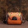 Johnature Retro Embossed First Layer Cow Leather Women Bag Handmade Floral Hasp Handbag Leisure Shoulder Messenger Bags