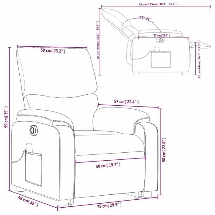 VidaXL Fauteuil inclinable de massage électrique crème similicuir 3204908