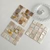 1Pc Mosaic Pads Square Coaster Ins Style Natural Conch Shell Mats Room Decoration Photography Props Heat Insulation Coaster