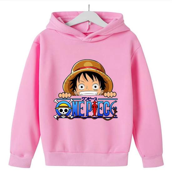 Детская худи с принтом логотипа-черепа Луффи из аниме One Piece, пуловер с капюшоном, осенняя уличная одежда, детские топы