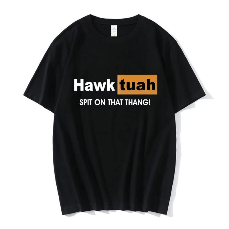 Футболка с принтом мема Hawk Tuah Spit on That Thing, смешная футболка, мужская и женская, повседневная, хлопковая, оверсайз, с коротким рукавом, стритвир