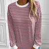 Striped T-Shirts Women’s Loose Long Sleeve Pullover Round Neck T-shirt Top