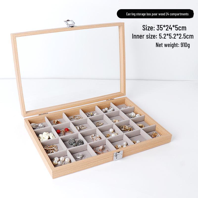 Шкатулка для украшений из розового дерева: Хранилище с чехлом для сережек, часов, браслетов и колец.