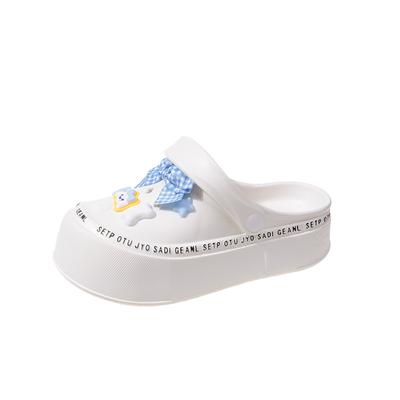 2024 Летние Сказочные Дырочные Туфли Женские Бант Аксессуары Женские Уличные Сандалии из ЭВА на Мягкой Подошве