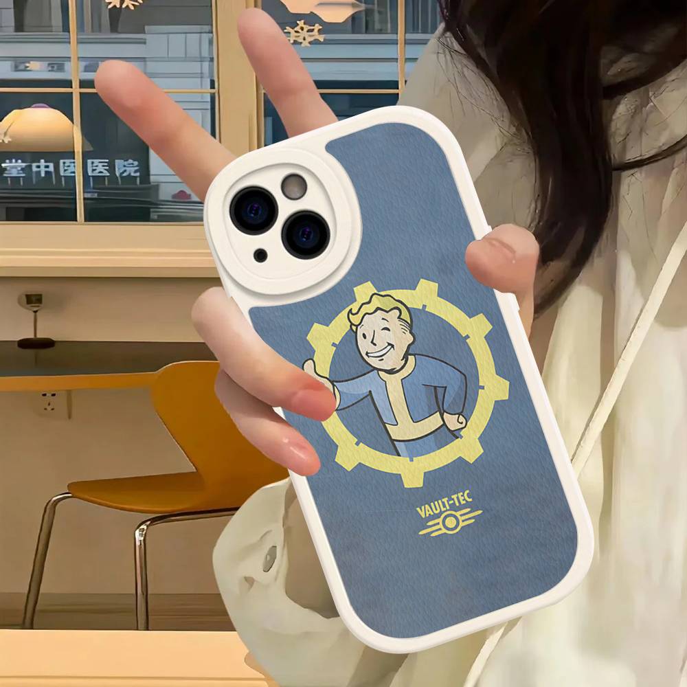 Чехол для телефона V-Vault-Tec F-Fallout Logo, Твердая кожа, Для IPhone 16 15 14 13 Mini 11 12 Pro Max Plus, Fundas
