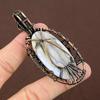Natural Blue Lace Agate Gemstone Handmade Copper Wire Wrap Pendant 3.07" P9u76