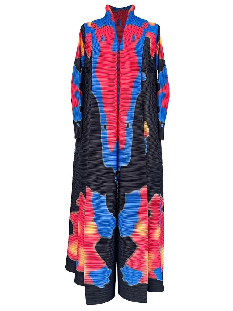 Women's Issey Miyake Pleated Print Cardigan Abaya - Long, Plus Size Arab Robe