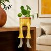Artistic Gardening Gift Cute Leggy Planter Sitting Human Resin Planter with Legs Shelf Sitter Office Desk Plant Ornament Pot for Succulents