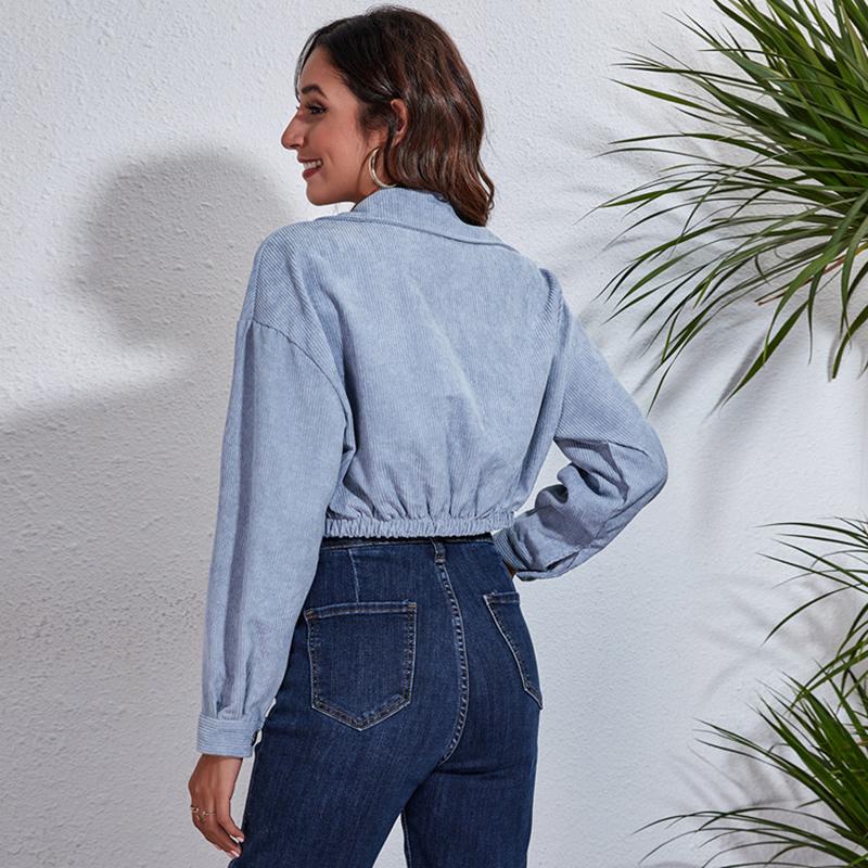 Women Casual Long Sleeve Winter Short Coats Solid Color Button Outerwear Female Corduroy Short Jackets Streetwear