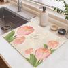 Натуральный диатомитовый коврик для сушки посуды с быстрой впитываемостью, термостойкий и нескользящий коврик для столешницы у раковины - 30x40 см до 50x80 см, цветочный дизайн