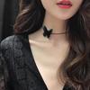 Women's Butterfly Clavicle Necklace - Short Black Choker Chain with Niche, Fairy Design