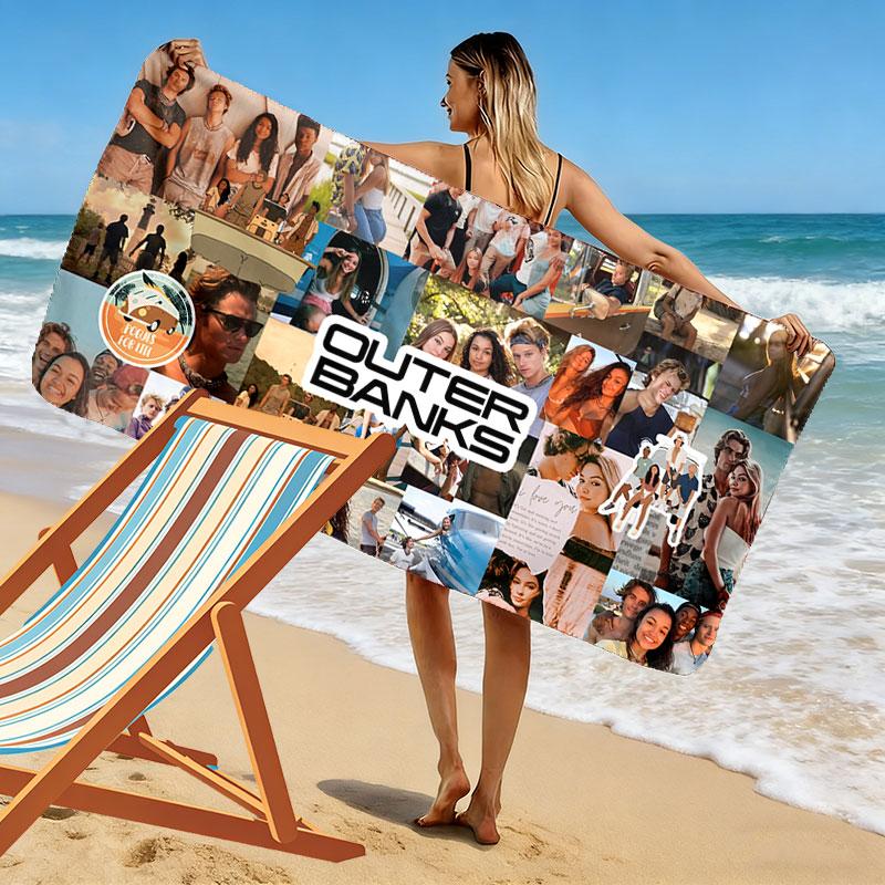 Outer Banks Print Beach Towel, Large Soft Quick Dry Towel for Beach Camping Swimming